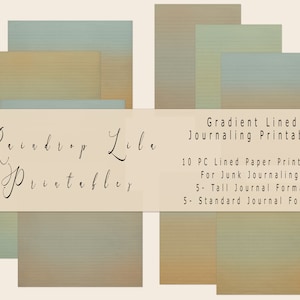 Junk Journal Lined Filler Pages, 10 pc warm tones Printable, Tall & Standard Layouts, INSTANT DOWNLOAD, Raindrop Lila