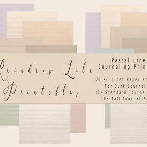 Páginas para rellenar diarios basura, 20 hojas de papel pastel rayado imprimibles, tamaño grande y estándar, descarga instantánea, color lila.