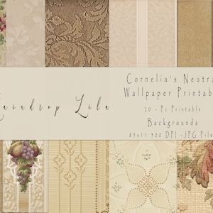 Tapete Junk Journal Printable, Cornelia's Garten in Neutral, SOFORT DOWNLOAD, Scrapbooking, Raindrop Lila