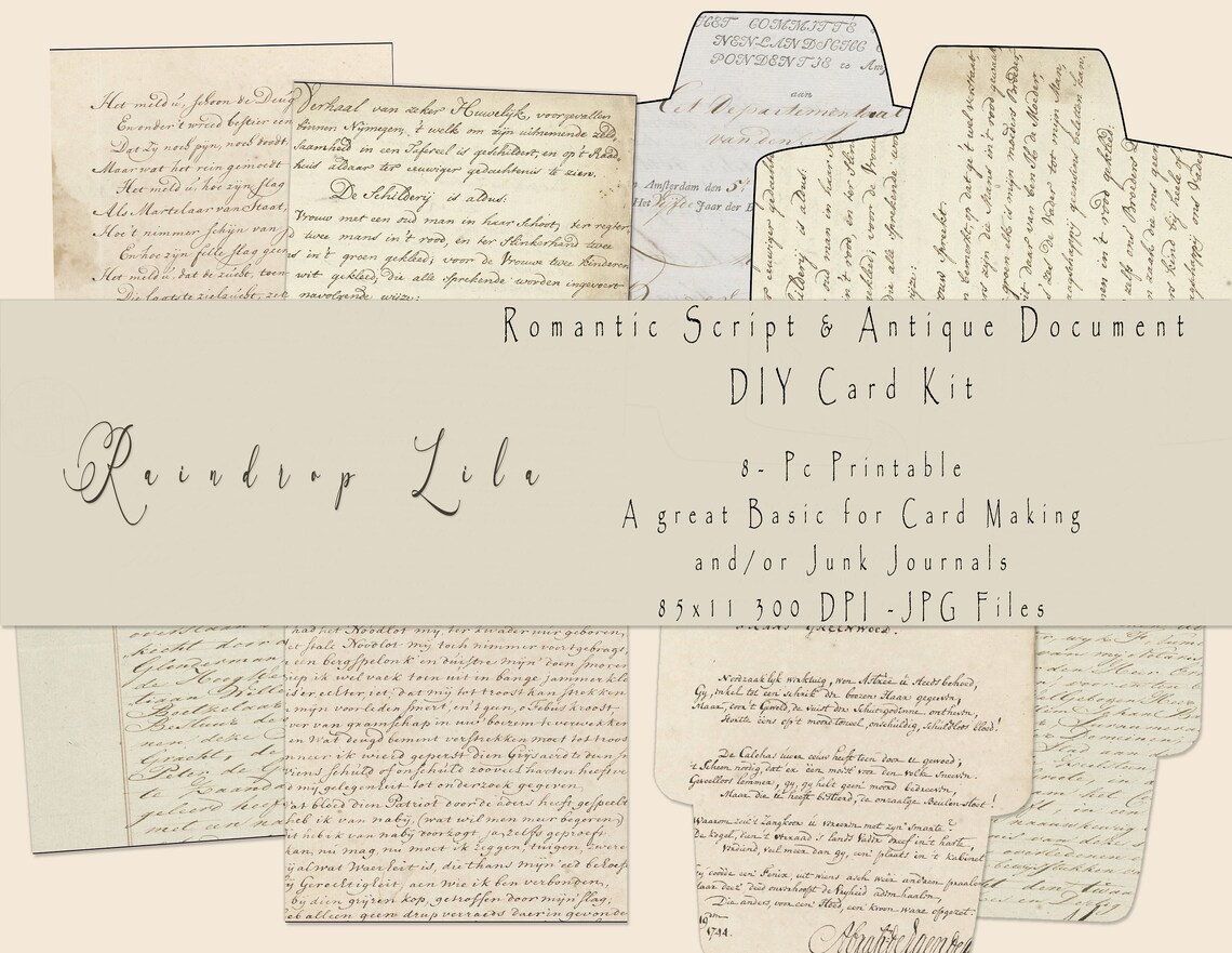 Ronance Script Romantic Script Antique Documents & Letters Printable - DIY GREETING ...