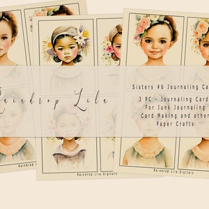 Printable Journaling Cards - Bella - Sisters in Bloom -Instant Download, Journal Junk Ephemera Art, Raindrop Lila