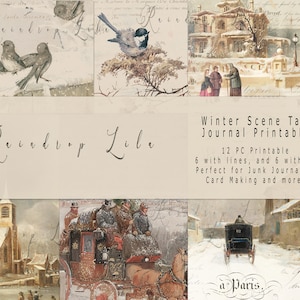 Diario natalizio alto stampabile - SCENA INVERNALE - Layout alto - Kit digitale Raindrop Lila