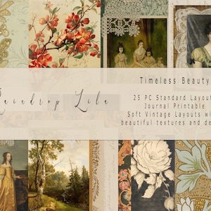 Layout per diario standard Timeless Beauty - Download immediato e stampabile, carta per diario vintage, Raindrop Lila