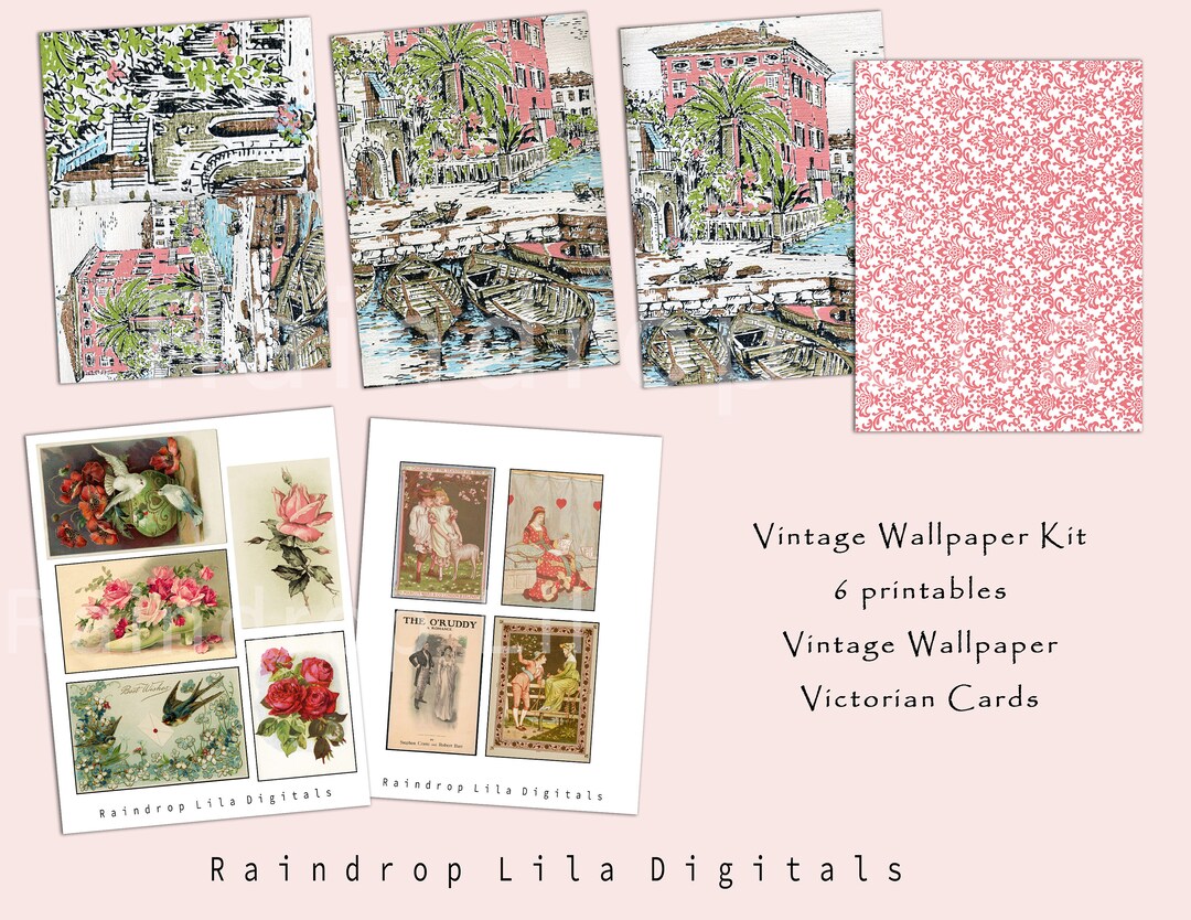 Vintage Wallpaper and Cards - Etsy