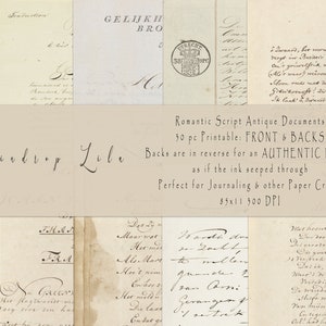 Documentos y cartas antiguas con escritura romántica imprimibles - Kit digital Mega Junk Journal - Arte Raindrop Lila