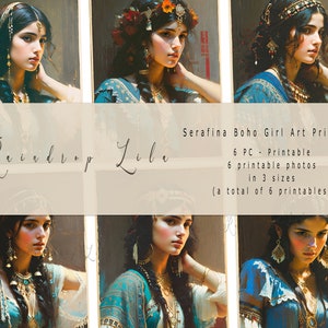 Kit de diario basura digital vintage Serafina Boho Girl Ephemera, imprimible, arte imprimible Raindrop Lila, princesa gitana