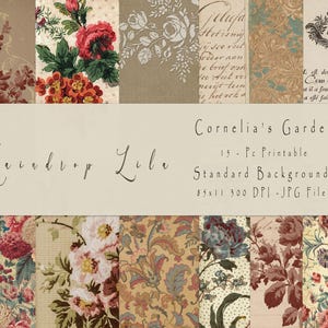 Kit de journal indésirable standard, fond de jardin de Cornelia imprimable, TÉLÉCHARGEMENT IMMÉDIAT, kit numérique Raindrop Lila, scrapbooking