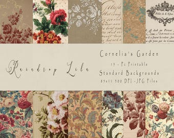 Standard Junk Journal Kit, Cornelia's Garden Background Printable, INSTANT DOWNLOAD, Raindrop Lila digital Kit, Scrapbooking