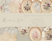 Rosalind Mega Greeting Card Printable -Junk Journal- Vintage Greeting Card Kit, Raindrop Lila art