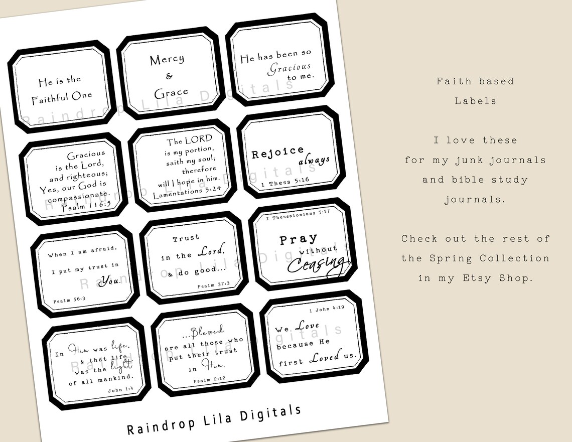 BW Faith Based Labels - Etsy