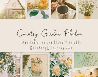 Country Garden Aesthetic Photos - Instant Photo Printable - INSTANT DOWNLOAD - Raindrop Lila Digital for Junk Journaling