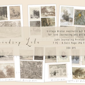 Efímera imprimible estética de invierno vintage - DESCARGA INSTANTÁNEA - Arte digital de gotas de lluvia lila