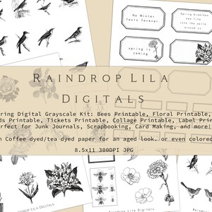 Spring Grayscale Digital Kit Printables for Junk Journaling - Etsy