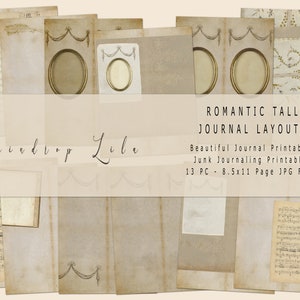 Romantische hoge dagboeklay-outs afdrukbaar - Kerstpapier met patroon - INSTANT DOWNLOAD - Junk Journal Art