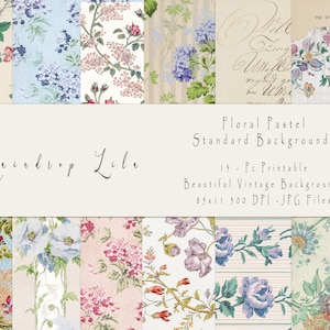 Pastel floral, páginas de fondo estándar, diario basura imprimible, papel tapiz vintage, lila Raindrop AU24