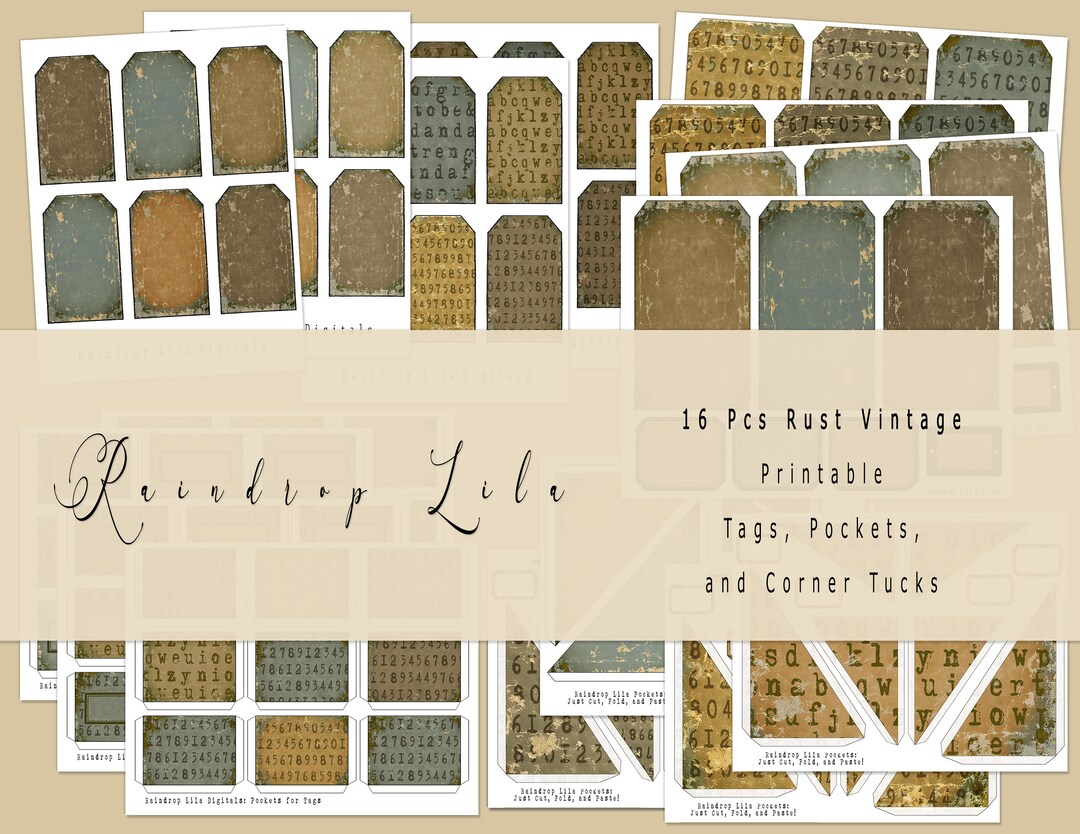 Rust add ons 3 pockets and tags 16 pc autumn fall printable junk