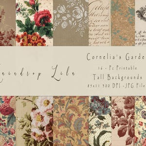 Tall Junk Journal kit, Cornelia's Garden Background imprimable, INSTANT DOWNLOAD, Raindrop Lila digital Kit, Scrapbooking