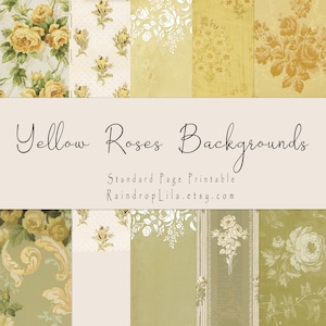 Fond de roses jaunes imprimable, kit Standard Junk Journal, TÉLÉCHARGEMENT IMMÉDIAT, numérique Raindrop Lila, scrapbooking,