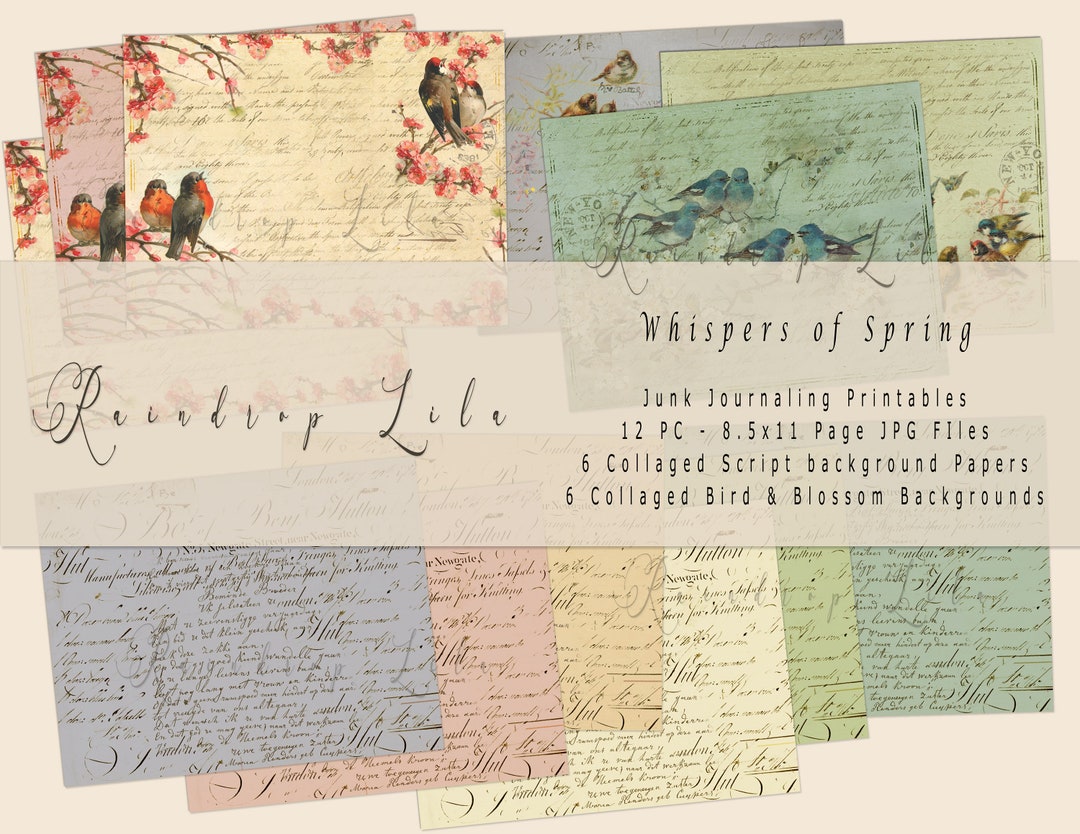 Spring Digital Paper -whispers of Spring- Printable Junk Journaling ...