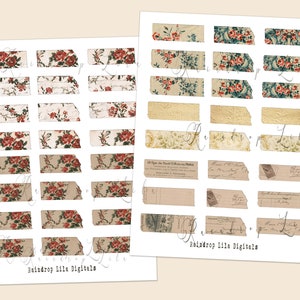 9 PC DIY Faux Washi Printable Rosered Evergreen Vintage Collection ...