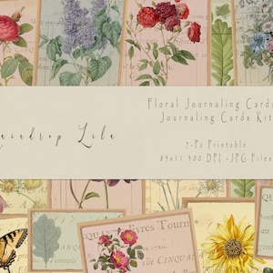 Cartes de journalisation florales I - pastel botanique imprimable - lilas goutte de pluie - téléchargement immédiat