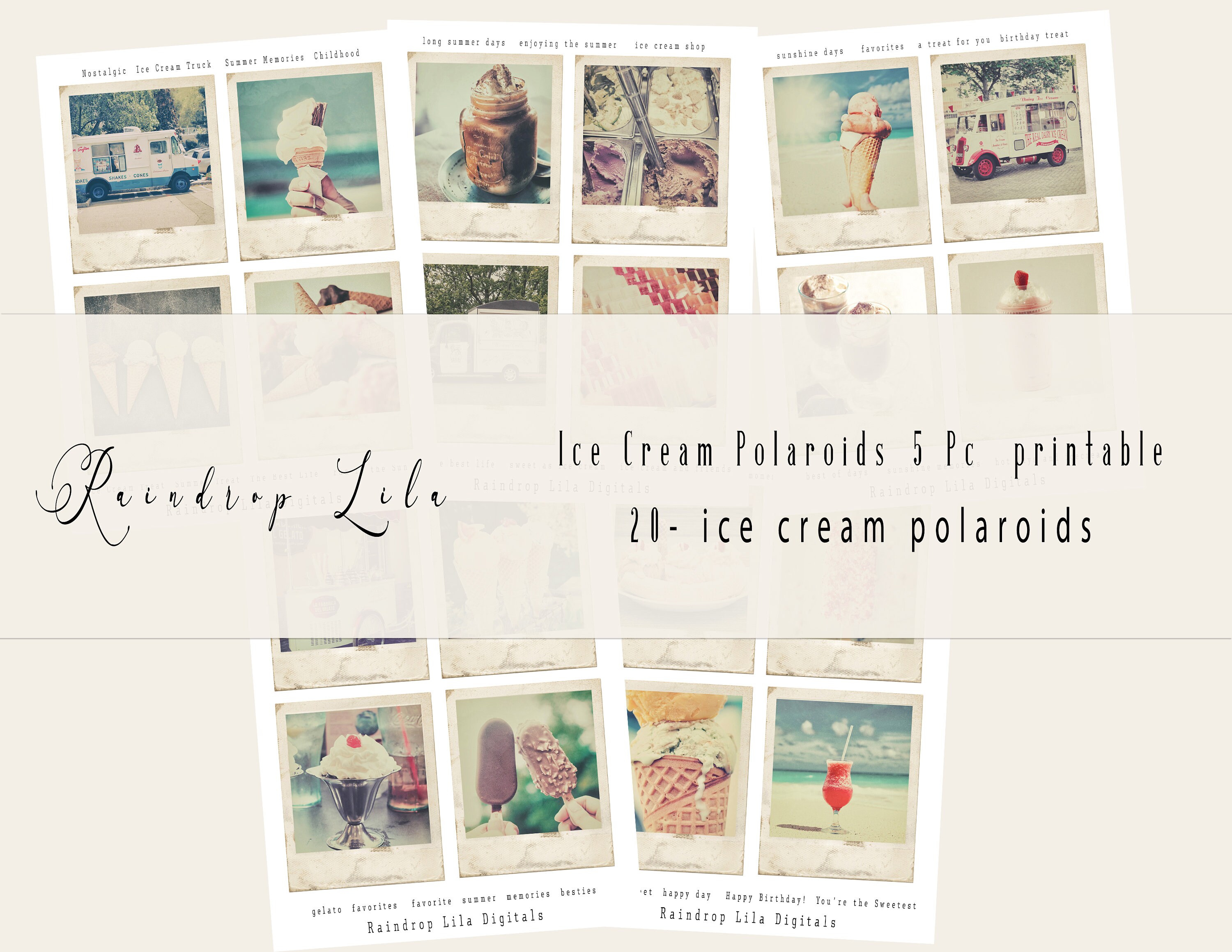 Ice Cream Aesthetic photo for Junk Journal - INSTANT DOWNLOAD Printable Digital, Summer Vibes, Room Decor, Pictures, Vacation Themed