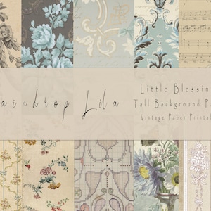 Diario grande imprimible Little Blessings - Kit digital de diario basura Shabby Chic - Arte Raindrop Lila