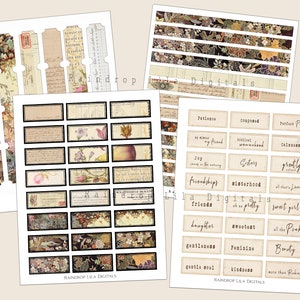 Patience Labels, Tickets, Faux Washi and Collage Labels Digital Printable