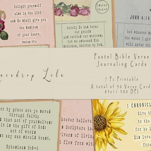 Cartes pastel de versets bibliques - JOURNAL D'ÉCRITURES ÉCRIVINES floral botanique imprimable - versets lilas goutte de pluie - téléchargement immédiat
