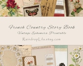 French Cottage Story Book Vintage EPHEMERA Printable - s26 Printable - Raindrop Lila Junk Journal digital