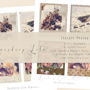 Foto imprimible instantánea de Charlotte - Estilo vintage y shabby chic - DESCARGA INSTANTÁNEA - Raindrop Lila Digital para Junk Journaling