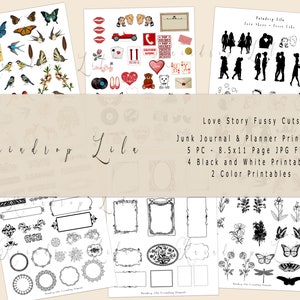 Love Story Fussy Cuts - RAINDROP LILA ART - Instant Download