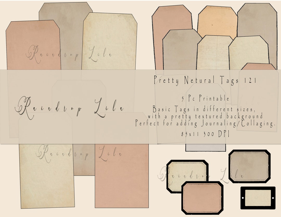 Neutral Subject Tag Pretty Neutral Textured Tag Printable - Documents N121 Printable ...