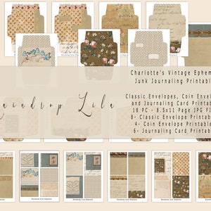 Envelopes e cartões de registro no diário de Charlotte - Download digital - Coisas efêmeras de Charlotte - Pingo de chuva Lila para impressão para diários indesejados e arte