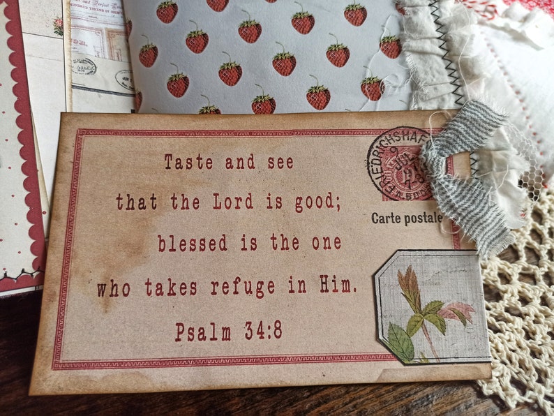 Vintage Strawberry Bible Verse Printable Digital Ephemera Etsy
