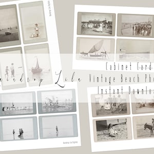 Cabinet Cards Vintage Beach Photos, Beach Vacation, INSTANT DOWNLOAD Junk Journal digital, Ephemera