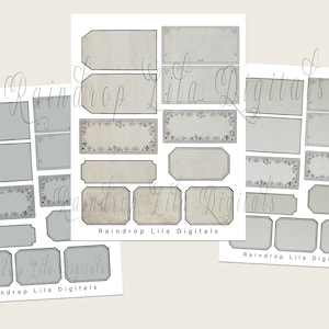 Printable Labels and Tags for Junk Journaling - INSTANT DOWNLOAD - Raindrop Lila digital