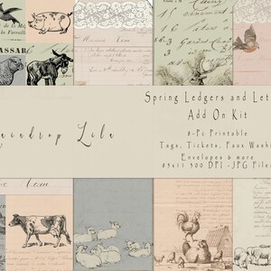 KIT COMPLEMENTARIO Spring Ledgers and Letters - Etiquetas, sobres, tickets washi - S24 - Papel de fondo - Lila Raindrop digital