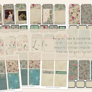 Margaret Tags e cartões de diário - DOWNLOAD INSTANTÂNEO - Kit digital Raindrop Lila para Junk Journaling e arte