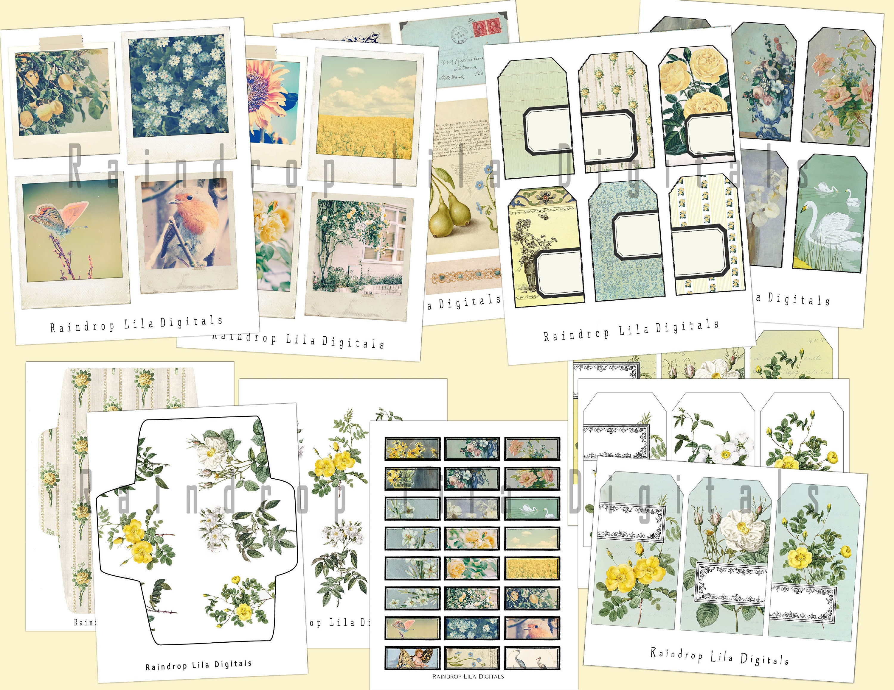 Dreams of Spring - Ephemera digital Printable for Junk Journaling