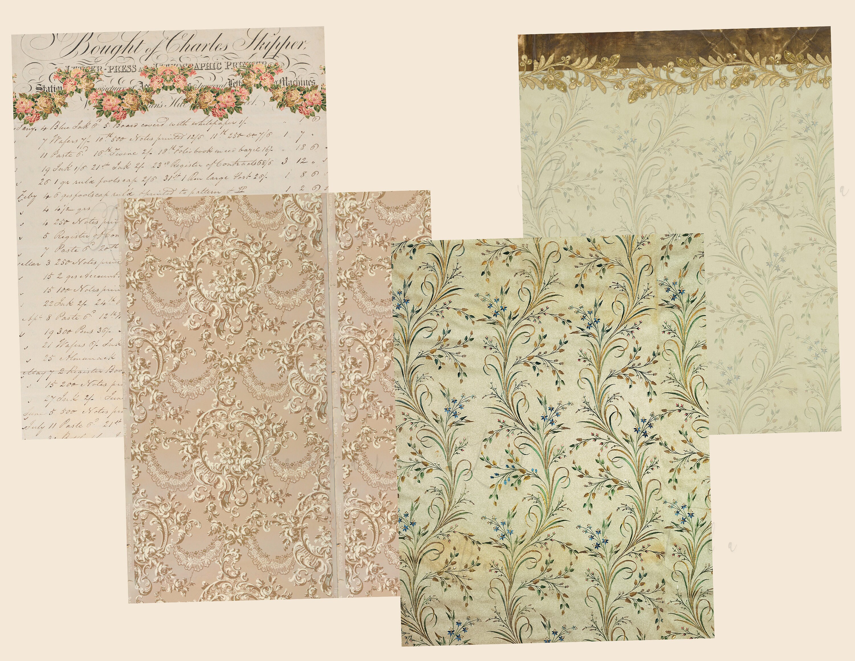 Timeless Patterns Tall Journal Printable - Instant Download, Vintage ...