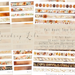 Herfst Washi Junk Journal afdrukbare- Instant Download-Fall Washi tape digitale Junk Journal kit, Raindrop Lila AFDRUKBARE KIT