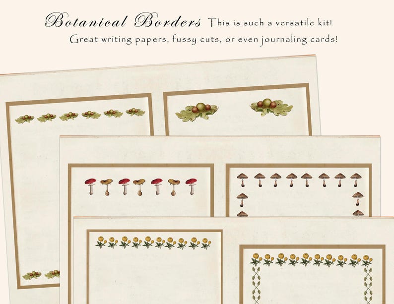 Standard Botanical Borders, Journal Writing Pages Printables, Raindrop ...