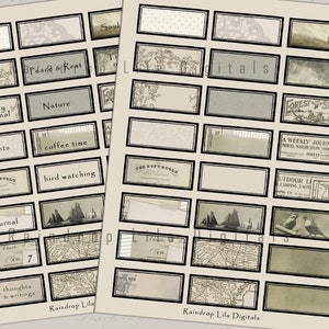 Rest digital Collaged Art Labels for Junk Journal and Scrapbooks