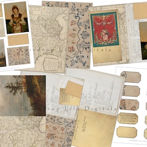 Kit imprimable de journal indésirable, Be still my heart vintage Digital Kit, Raindrop Lila Art Layouts