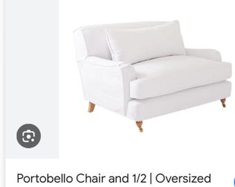 Pas de livraison gratuite/Chaise Portobello Rachel Ashwell et demi causeuse en velours violet denim blanc 2 housses 1 neuve 1 d'occasion. Excellente carrosserie