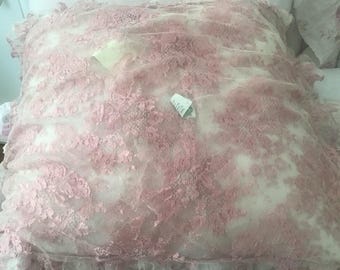 Bella Notte Lily Lace RARE Blush Pink ruffle Standard Queen Pillow Sham NWT