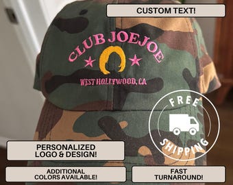 Personalized Embroidered Camo Hat, Custom logo, custom text, Camo, Dad Hat, Adjustable, Camouflage Embroidered Hat,