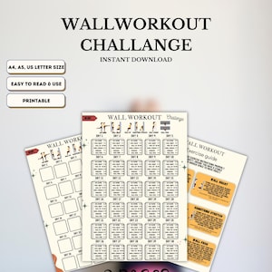 30 Day Wall workout Challenge Printable | Wall Fitness | Quick Workout digital | Reshape body | Wall Pilates | at home workout