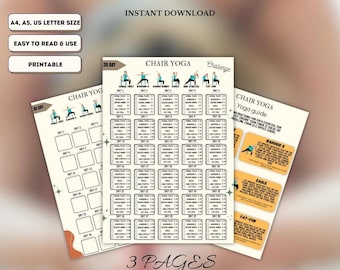 30 Day Chair Yoga Challenge, Easy Home Workout (Digital File)